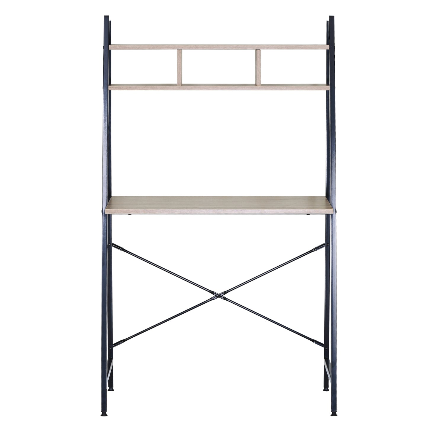 Γραφείο ArteLibre LYNDALE Με Ράφια Δρυς/Μαύρο Μοριοσανίδα/Μέταλλο 84x46x142cm - Hippiehome.gr