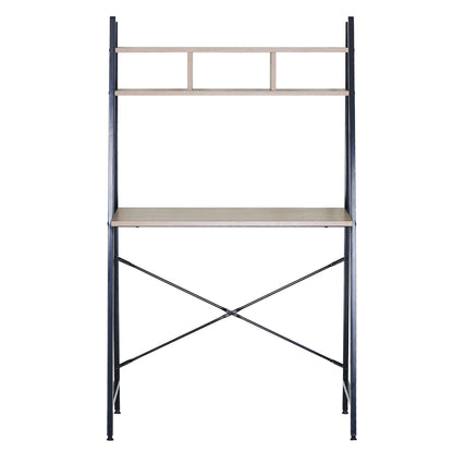 Γραφείο ArteLibre LYNDALE Με Ράφια Δρυς/Μαύρο Μοριοσανίδα/Μέταλλο 84x46x142cm - Hippiehome.gr