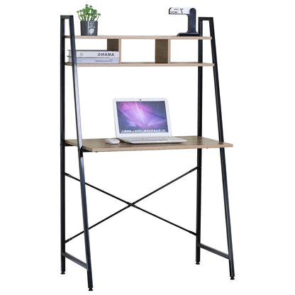 Γραφείο ArteLibre LYNDALE Με Ράφια Δρυς/Μαύρο Μοριοσανίδα/Μέταλλο 84x46x142cm - Hippiehome.gr