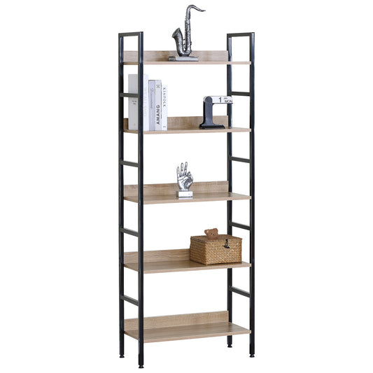 Ραφιέρα ArteLibre MARWOOD Δρυς/Μαύρο Μοριοσανίδα/Μέταλλο 60x27.6x160cm - Hippiehome.gr