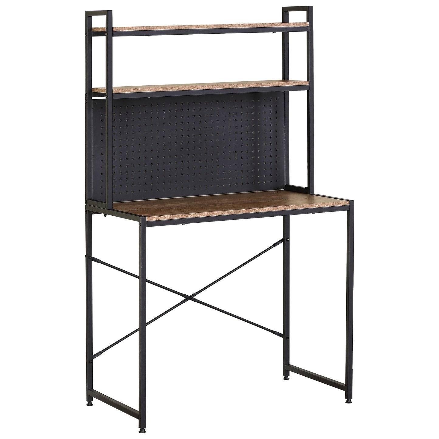 Γραφείο ArteLibre OSWELL Με Ράφια Μαύρο/Δρυς Μέταλλο/Μοριοσανίδα 84x50x148.5cm - Hippiehome.gr