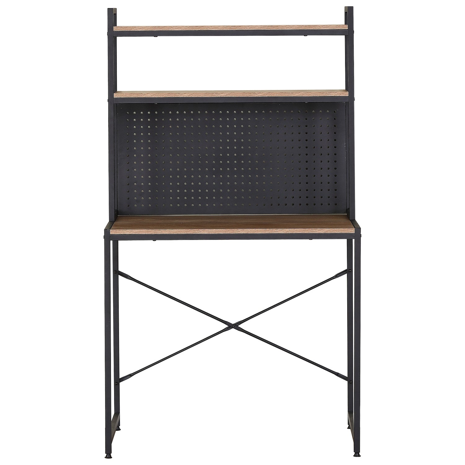 Γραφείο ArteLibre OSWELL Με Ράφια Μαύρο/Δρυς Μέταλλο/Μοριοσανίδα 84x50x148.5cm - Hippiehome.gr