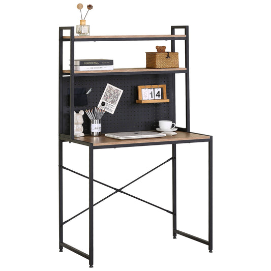 Γραφείο ArteLibre OSWELL Με Ράφια Μαύρο/Δρυς Μέταλλο/Μοριοσανίδα 84x50x148.5cm - Hippiehome.gr
