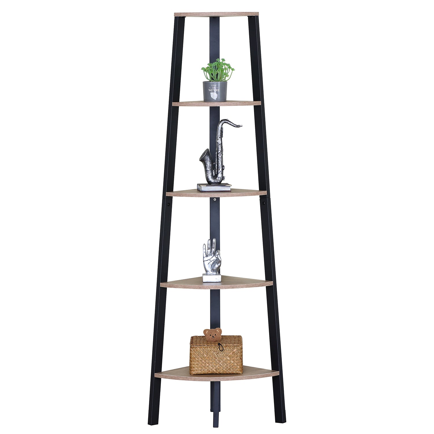 Βιβλιοθήκη ArteLibre PENDRYN Δρυς/Μαύρο Μοριοσανίδα/Μέταλλο 53.4x37.8x160.3cm - Hippiehome.gr