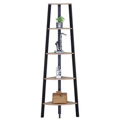 Βιβλιοθήκη ArteLibre PENDRYN Δρυς/Μαύρο Μοριοσανίδα/Μέταλλο 53.4x37.8x160.3cm - Hippiehome.gr