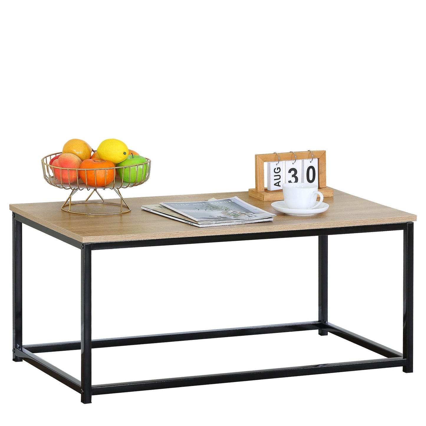 Τραπεζάκι Σαλονιού ArteLibre QUENLEY Δρυς/Μαύρο Μοριοσανίδα/Μέταλλο 90x48x40cm - Hippiehome.gr