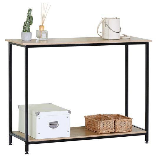 Κονσόλα ArteLibre QUENLEY Δρυς/Μαύρο Μοριοσανίδα/Μέταλλο 106x35x81cm - Hippiehome.gr