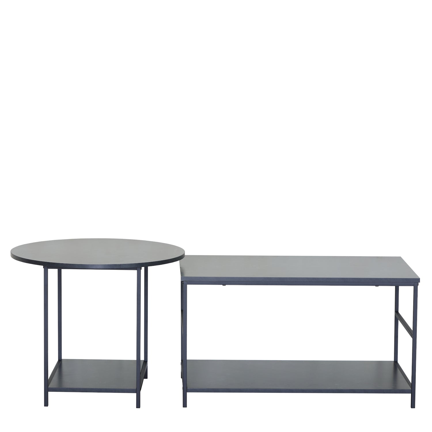 Τραπεζάκι Σαλονιού ArteLibre ROWDEN Μαύρο Μάρμαρο Μοριοσανίδα/Μέταλλο 60x60x50/80x47x45cm Σετ 2Τμχ - Hippiehome.gr