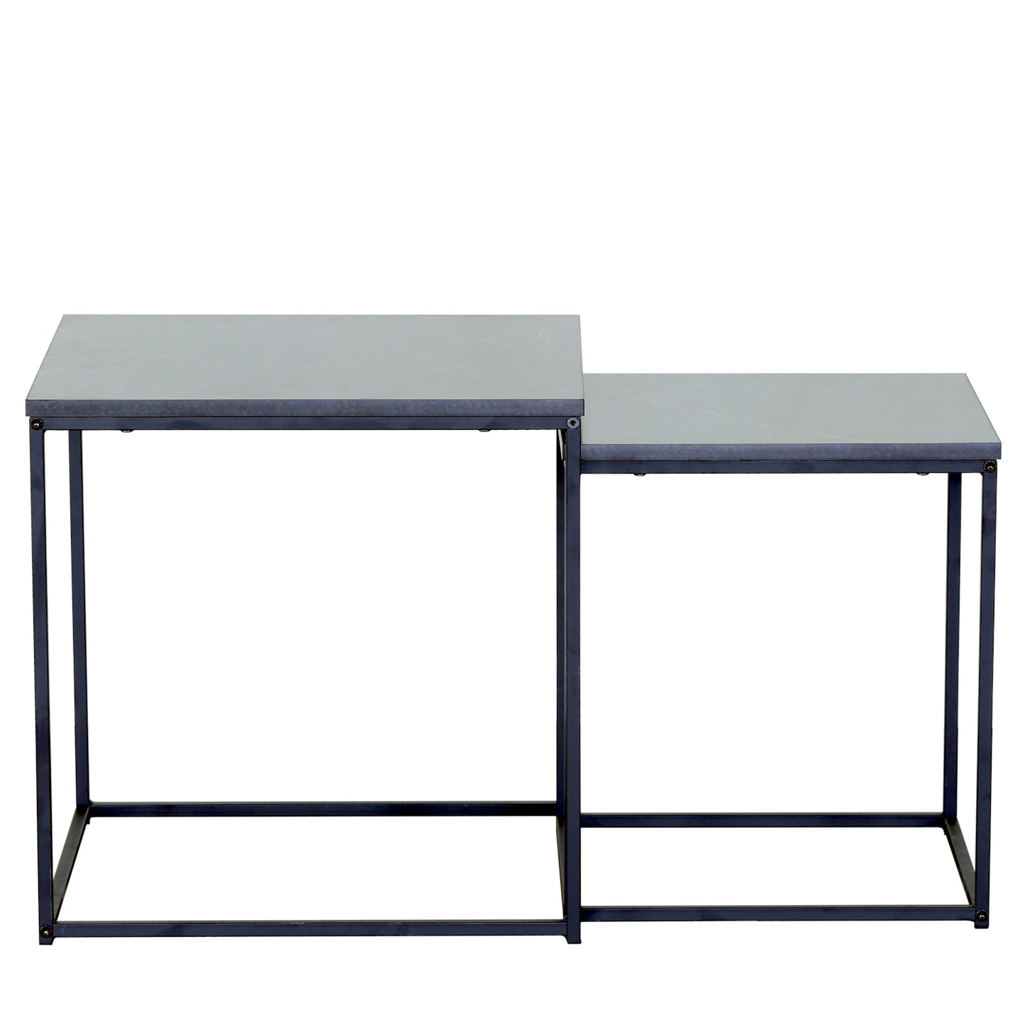 Τραπεζάκι Σαλονιού ArteLibre SOMERTON Μαύρο Μάρμαρο Μοριοσανίδα/Μέταλλο 40x40x50/35x35x45cm Σετ 2Τμχ - Hippiehome.gr