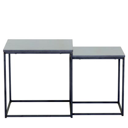 Τραπεζάκι Σαλονιού ArteLibre SOMERTON Μαύρο Μάρμαρο Μοριοσανίδα/Μέταλλο 40x40x50/35x35x45cm Σετ 2Τμχ - Hippiehome.gr