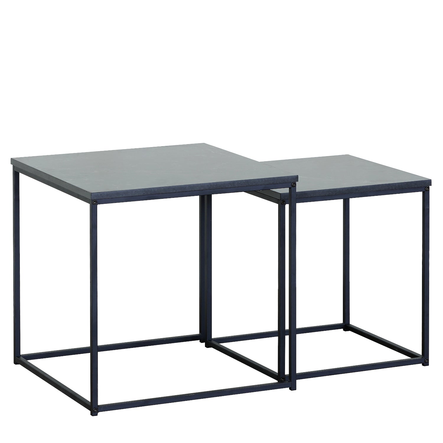 Τραπεζάκι Σαλονιού ArteLibre SOMERTON Μαύρο Μάρμαρο Μοριοσανίδα/Μέταλλο 40x40x50/35x35x45cm Σετ 2Τμχ - Hippiehome.gr