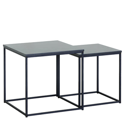 Τραπεζάκι Σαλονιού ArteLibre SOMERTON Μαύρο Μάρμαρο Μοριοσανίδα/Μέταλλο 40x40x50/35x35x45cm Σετ 2Τμχ - Hippiehome.gr