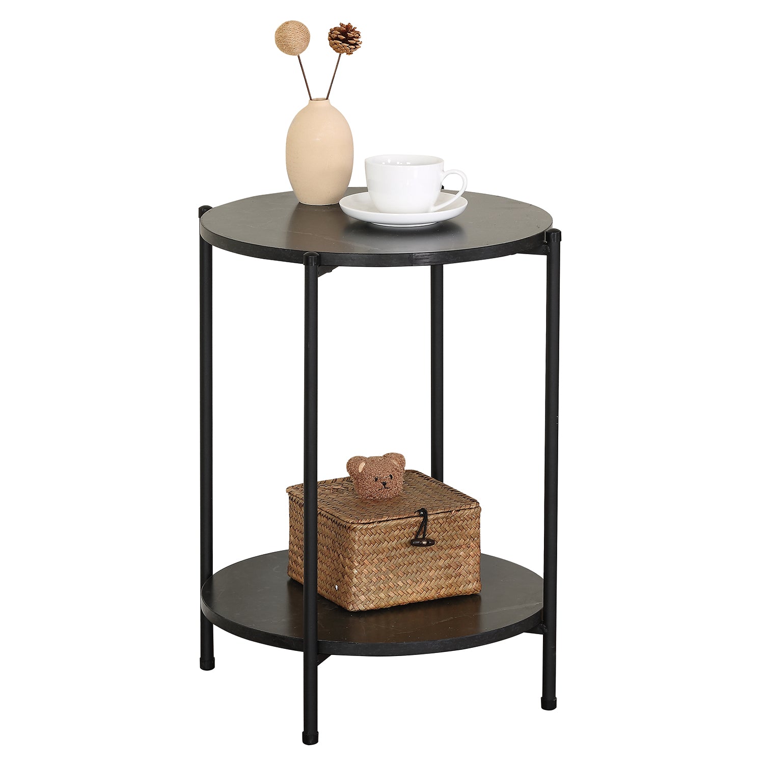 Βοηθητικό Τραπεζάκι ArteLibre ULVERTON Μαύρο Μάρμαρο Μοριοσανίδα/Μέταλλο 43.3x43.3x56.5cm - Hippiehome.gr