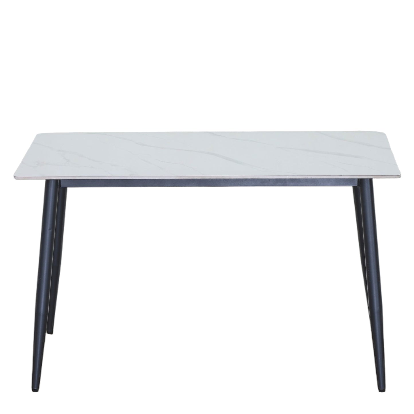 Τραπέζι Τραπεζαρίας ArteLibre VENSHIRE Λευκό Μάρμαρο/Μαύρο Κεραμικό/Μέταλλο 121x72x73cm - Hippiehome.gr
