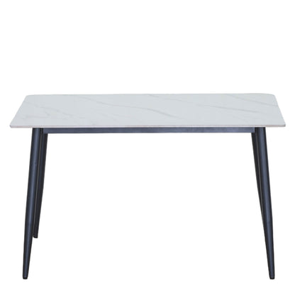 Τραπέζι Τραπεζαρίας ArteLibre VENSHIRE Λευκό Μάρμαρο/Μαύρο Κεραμικό/Μέταλλο 121x72x73cm - Hippiehome.gr