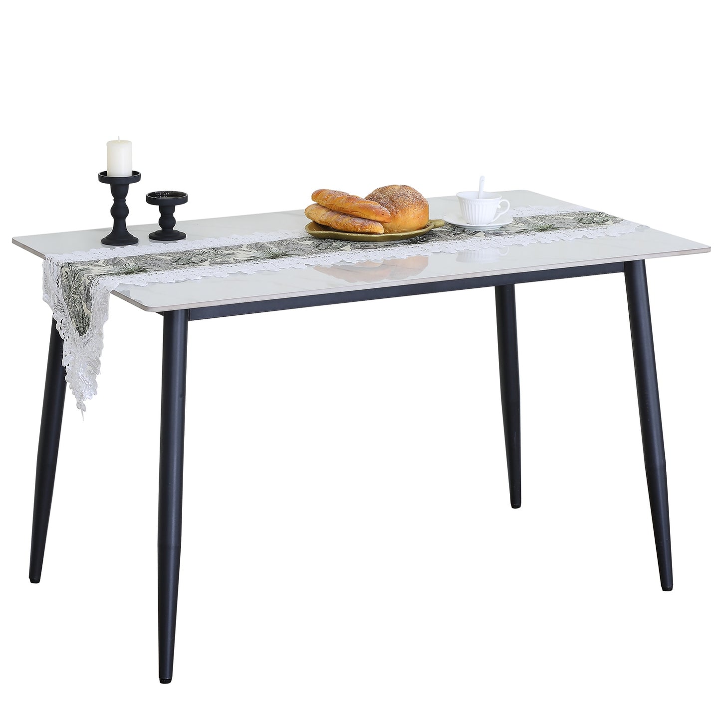 Τραπέζι Τραπεζαρίας ArteLibre VENSHIRE Λευκό Μάρμαρο/Μαύρο Κεραμικό/Μέταλλο 121x72x73cm - Hippiehome.gr