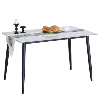 Τραπέζι Τραπεζαρίας ArteLibre VENSHIRE Λευκό Μάρμαρο/Μαύρο Κεραμικό/Μέταλλο 121x72x73cm - Hippiehome.gr
