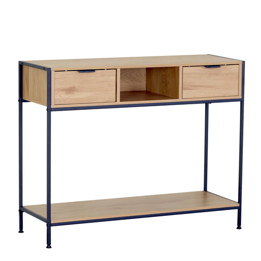 Κονσόλα ArteLibre WEXLEY Δρυς/Μαύρο Μοριοσανίδα/Μέταλλο 100x35x80cm - Hippiehome.gr