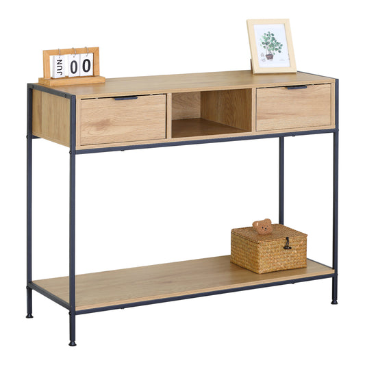 Κονσόλα ArteLibre WEXLEY Δρυς/Μαύρο Μοριοσανίδα/Μέταλλο 100x35x80cm - Hippiehome.gr