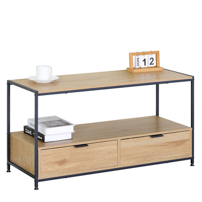 Τραπεζάκι Σαλονιού ArteLibre WEXLEY Δρυς/Μαύρο Μοριοσανίδα/Μέταλλο 100x40x50cm - Hippiehome.gr