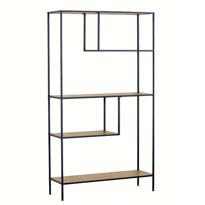 Βιβλιοθήκη ArteLibre YARWOOD Δρυς/Μαύρο Μοριοσανίδα/Μέταλλο 100x33x178cm - Hippiehome.gr