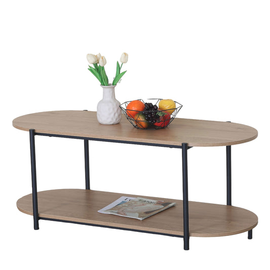 Τραπεζάκι Σαλονιού ArteLibre ARDENMOOR Δρυς/Μαύρο Μοριοσανίδα/Μέταλλο 115x50x45cm - Hippiehome.gr