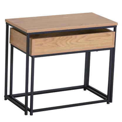 Τραπεζάκι Σαλονιού ArteLibre BELLINGTON Δρυς/Μαύρο Μοριοσανίδα/Μέταλλο 60x30x50/55x30x45cm Σετ 2Τμχ - Hippiehome.gr