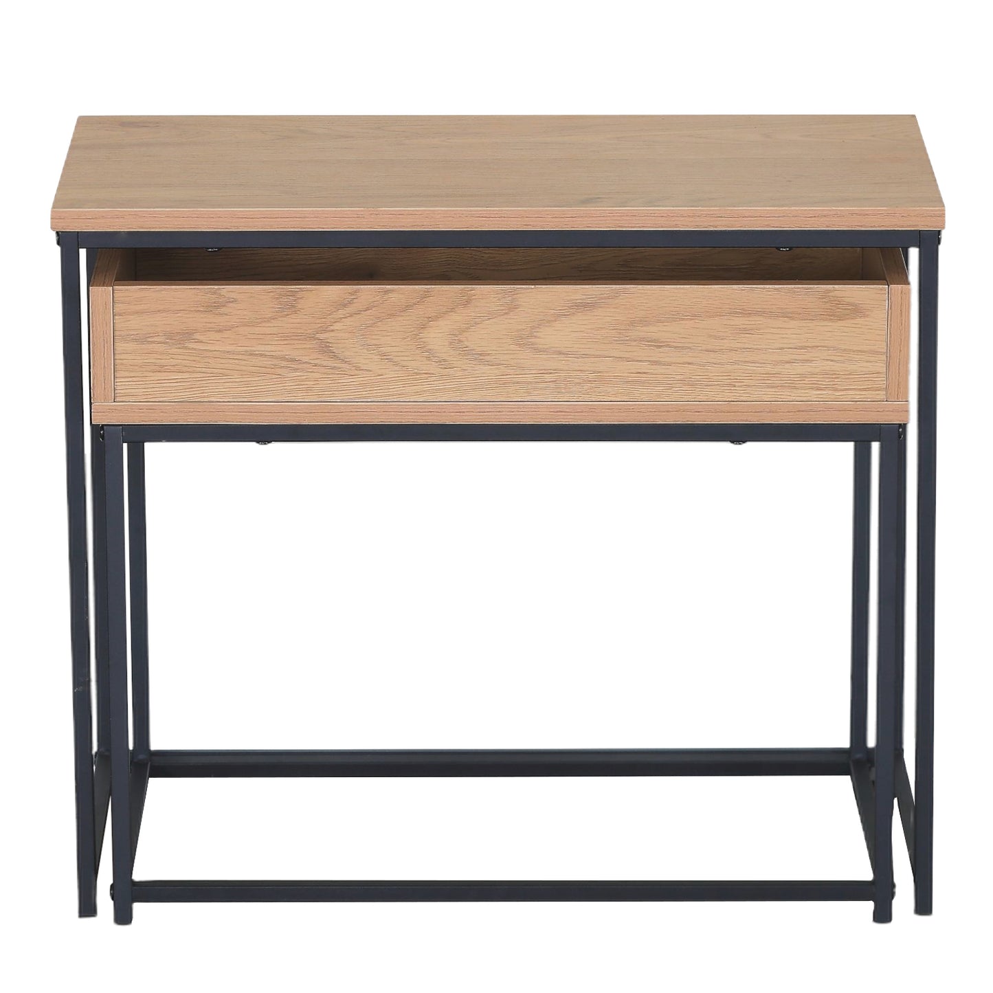 Τραπεζάκι Σαλονιού ArteLibre BELLINGTON Δρυς/Μαύρο Μοριοσανίδα/Μέταλλο 60x30x50/55x30x45cm Σετ 2Τμχ - Hippiehome.gr