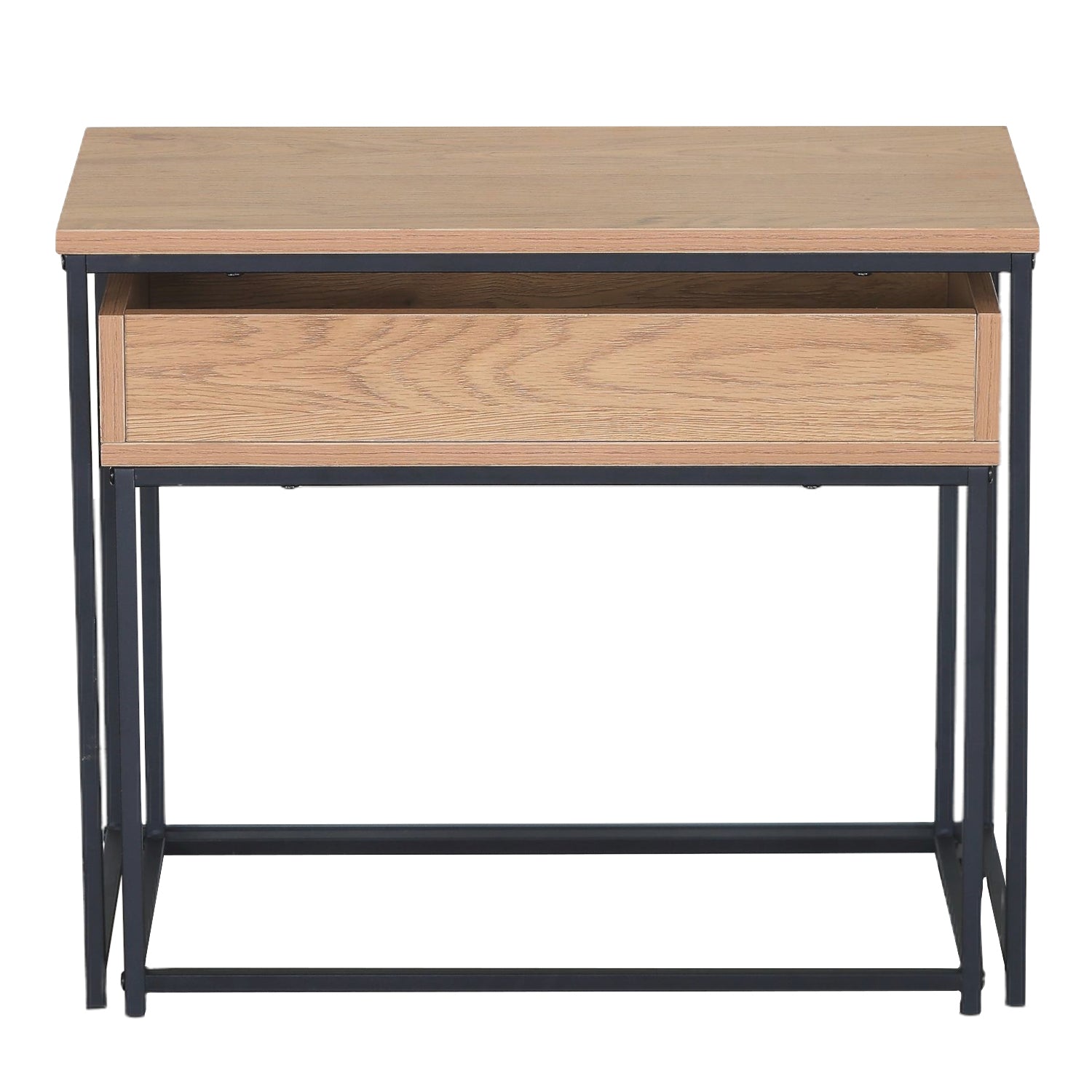 Τραπεζάκι Σαλονιού ArteLibre BELLINGTON Δρυς/Μαύρο Μοριοσανίδα/Μέταλλο 60x30x50/55x30x45cm Σετ 2Τμχ - Hippiehome.gr