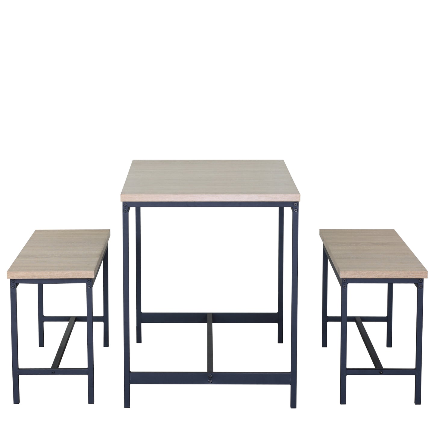 Σετ Τραπεζαρία (2+1) ArteLibre CARRISTON Δρυς/Μαύρο Μοριοσανίδα/Μέταλλο 110x60x75cm - Hippiehome.gr