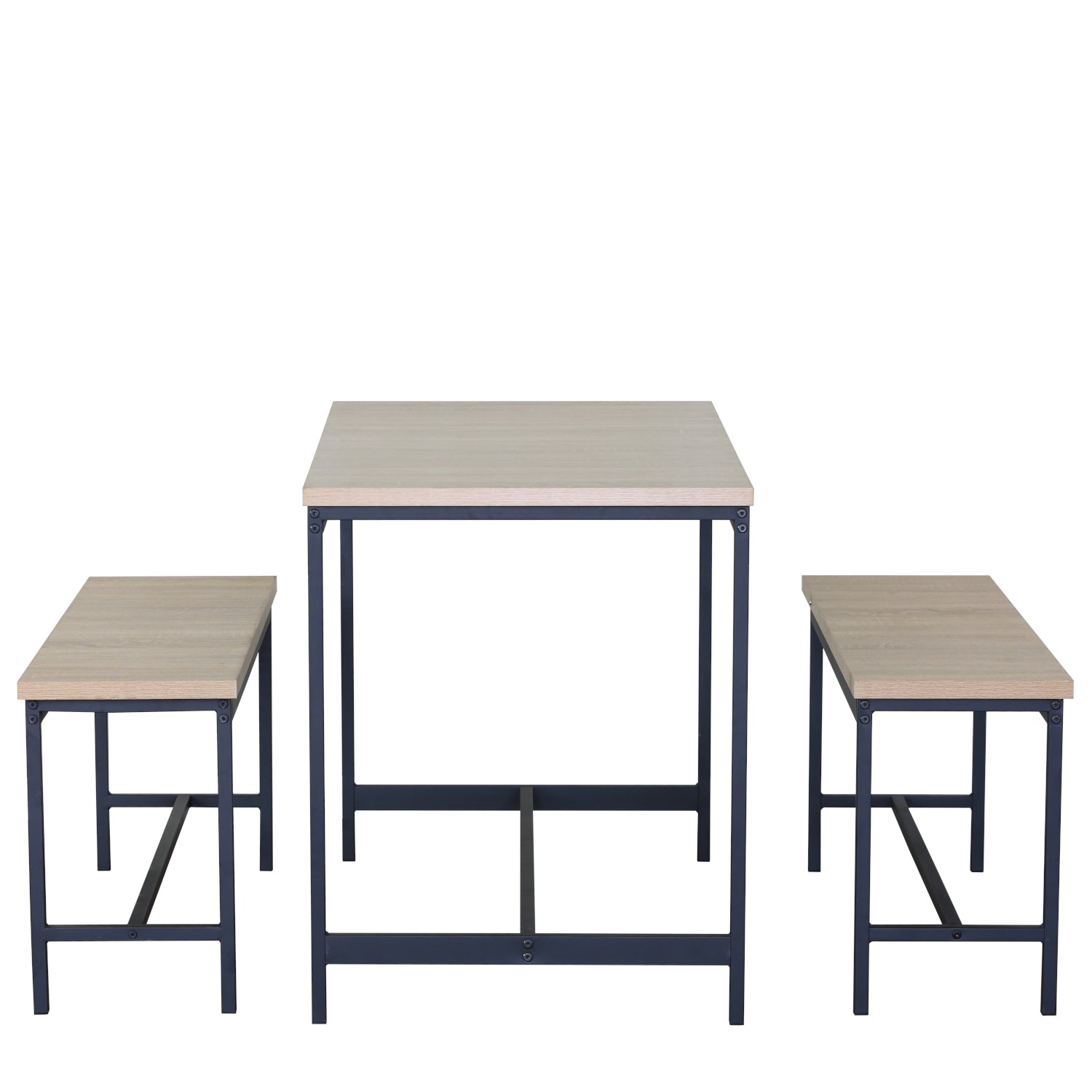 Σετ Τραπεζαρία (2+1) ArteLibre CARRISTON Δρυς/Μαύρο Μοριοσανίδα/Μέταλλο 110x60x75cm - Hippiehome.gr