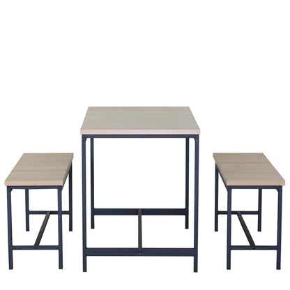 Σετ Τραπεζαρία (2+1) ArteLibre CARRISTON Δρυς/Μαύρο Μοριοσανίδα/Μέταλλο 110x60x75cm - Hippiehome.gr