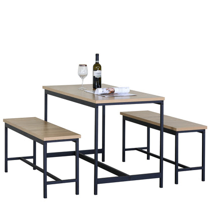Σετ Τραπεζαρία (2+1) ArteLibre CARRISTON Δρυς/Μαύρο Μοριοσανίδα/Μέταλλο 110x60x75cm - Hippiehome.gr