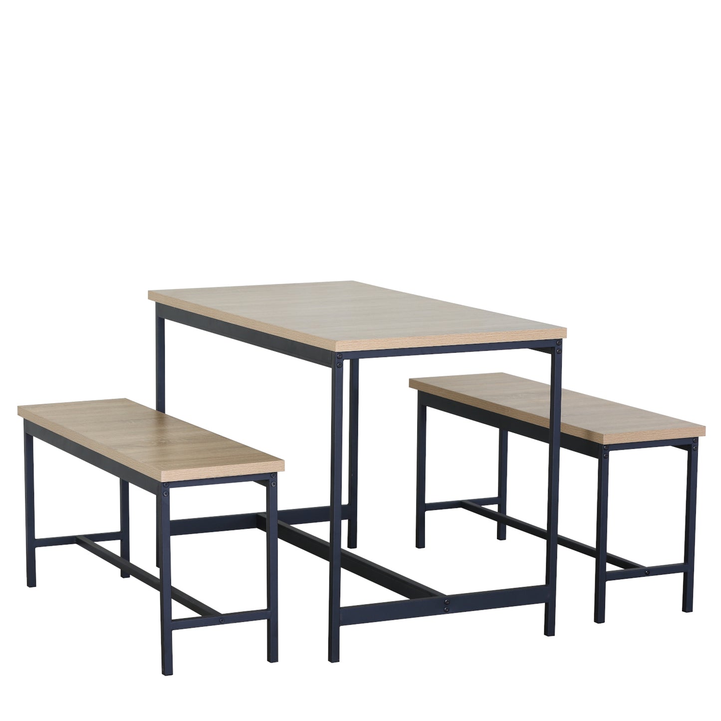 Σετ Τραπεζαρία (2+1) ArteLibre CARRISTON Δρυς/Μαύρο Μοριοσανίδα/Μέταλλο 110x60x75cm - Hippiehome.gr