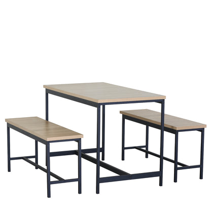 Σετ Τραπεζαρία (2+1) ArteLibre CARRISTON Δρυς/Μαύρο Μοριοσανίδα/Μέταλλο 110x60x75cm - Hippiehome.gr
