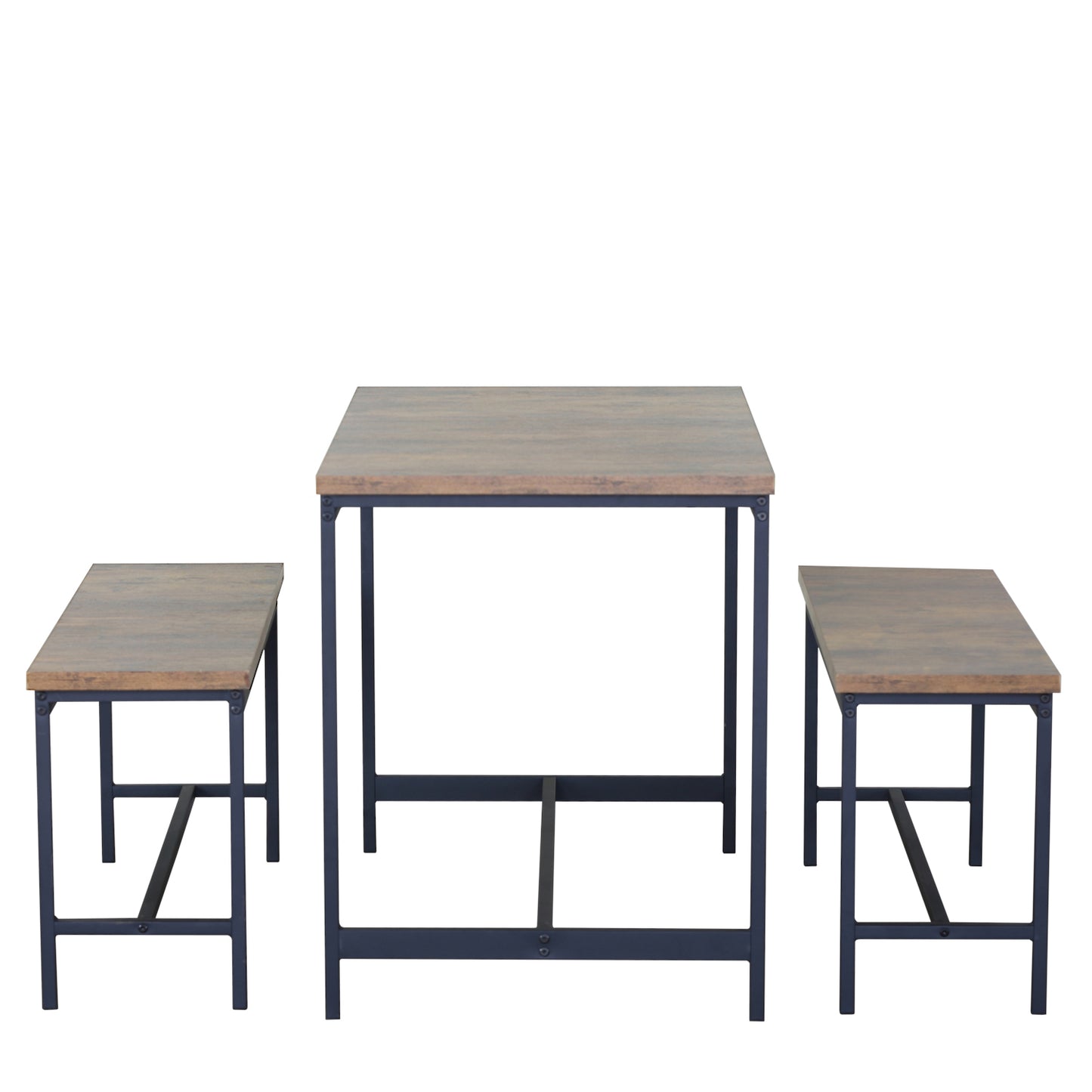 Σετ Τραπεζαρία (2+1) ArteLibre DRAYCOTT Καφέ/Μαύρο Μοριοσανίδα/Μέταλλο 110x60x75cm - Hippiehome.gr