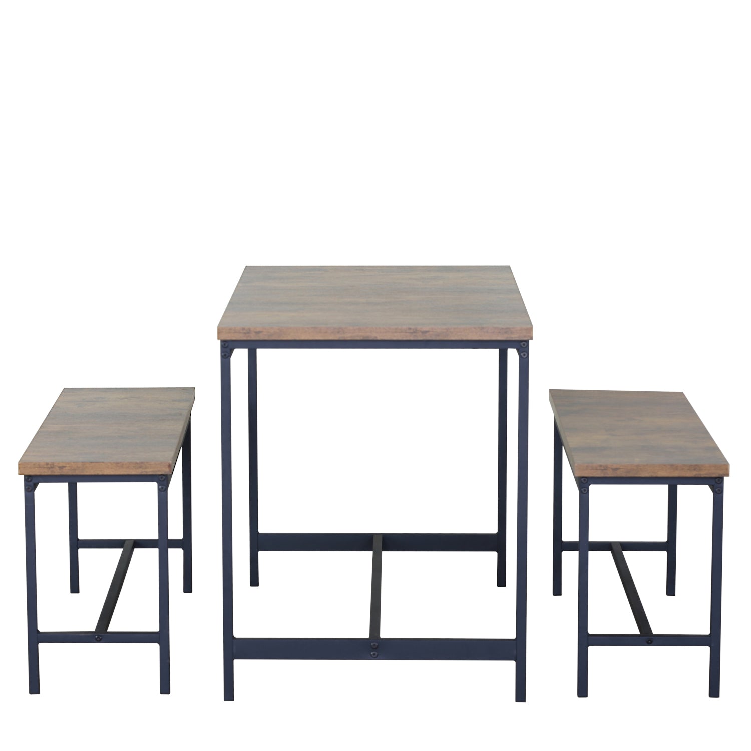 Σετ Τραπεζαρία (2+1) ArteLibre DRAYCOTT Καφέ/Μαύρο Μοριοσανίδα/Μέταλλο 110x60x75cm - Hippiehome.gr