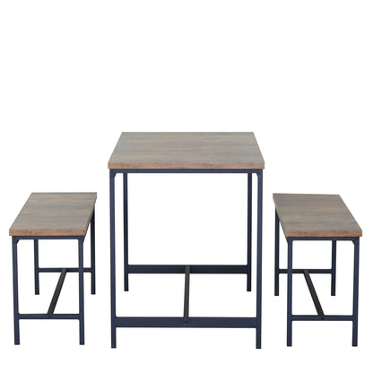 Σετ Τραπεζαρία (2+1) ArteLibre DRAYCOTT Καφέ/Μαύρο Μοριοσανίδα/Μέταλλο 110x60x75cm - Hippiehome.gr