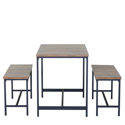 Σετ Τραπεζαρία (2+1) ArteLibre DRAYCOTT Καφέ/Μαύρο Μοριοσανίδα/Μέταλλο 110x60x75cm - Hippiehome.gr