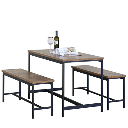 Σετ Τραπεζαρία (2+1) ArteLibre DRAYCOTT Καφέ/Μαύρο Μοριοσανίδα/Μέταλλο 110x60x75cm - Hippiehome.gr