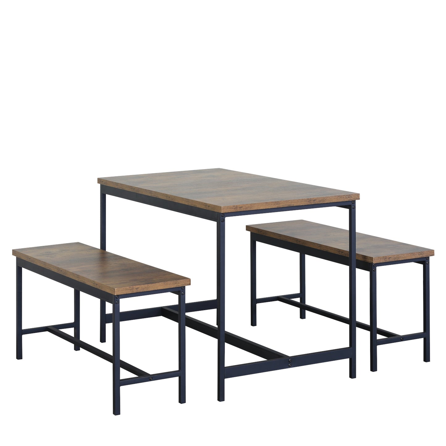 Σετ Τραπεζαρία (2+1) ArteLibre DRAYCOTT Καφέ/Μαύρο Μοριοσανίδα/Μέταλλο 110x60x75cm - Hippiehome.gr