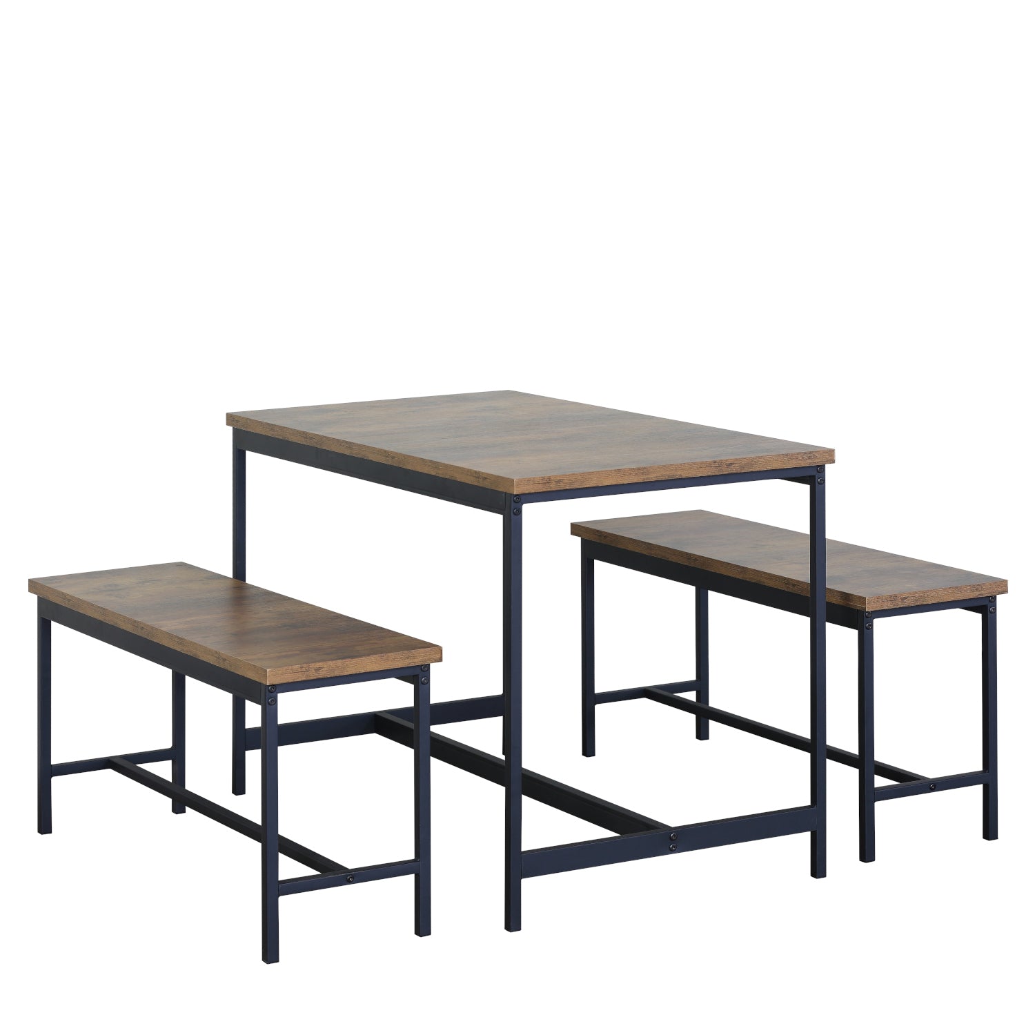 Σετ Τραπεζαρία (2+1) ArteLibre DRAYCOTT Καφέ/Μαύρο Μοριοσανίδα/Μέταλλο 110x60x75cm - Hippiehome.gr