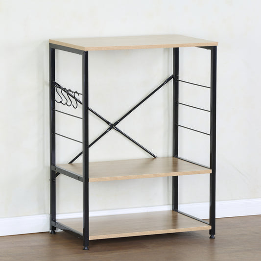 Ραφιέρα Κουζίνας ArteLibre FAIRWYN Δρυς/Μαύρο Μοριοσανίδα/Μέταλλο 60x40x82cm - Hippiehome.gr