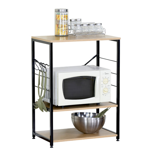 Ραφιέρα Κουζίνας ArteLibre FAIRWYN Δρυς/Μαύρο Μοριοσανίδα/Μέταλλο 60x40x82cm - Hippiehome.gr