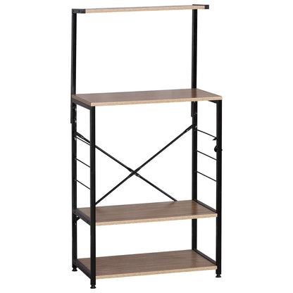 Ραφιέρα Κουζίνας ArteLibre GRANTHAM Δρυς/Μαύρο Μοριοσανίδα/Μέταλλο 60x40x123cm - Hippiehome.gr