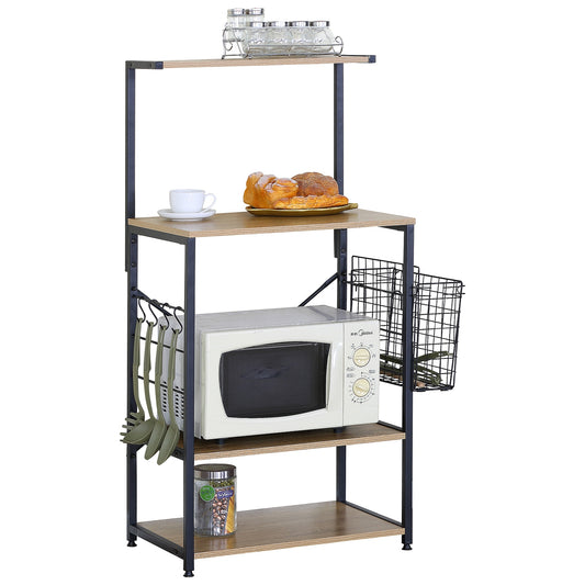 Ραφιέρα Κουζίνας ArteLibre GRANTHAM Δρυς/Μαύρο Μοριοσανίδα/Μέταλλο 60x40x123cm - Hippiehome.gr