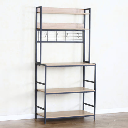 Ραφιέρα Κουζίνας ArteLibre INVERMERE Δρυς/Μαύρο Μοριοσανίδα/Μέταλλο 80x40x170cm - Hippiehome.gr