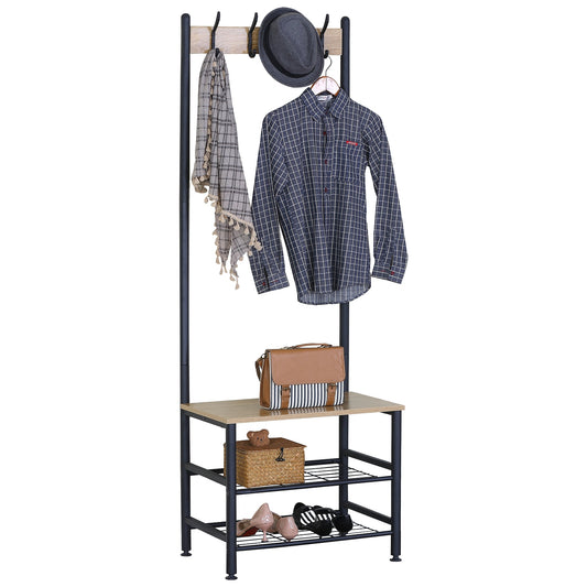 Έπιπλο Εισόδου ArteLibre LANGWOOD Δρυς/Μαύρο Μοριοσανίδα/Μέταλλο 60x40x175cm - Hippiehome.gr