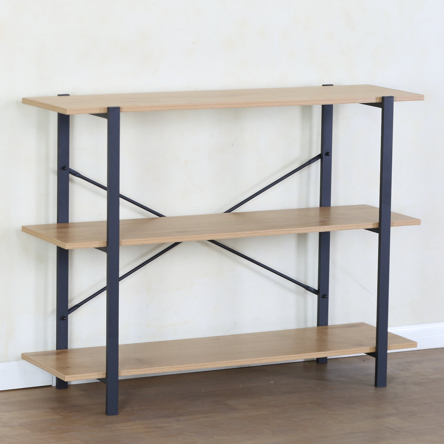 Βιβλιοθήκη ArteLibre RAVENSBY Φυσικό/Μαύρο Μοριοσανίδα/Μέταλλο 106x35x80cm - Hippiehome.gr