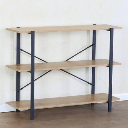 Βιβλιοθήκη ArteLibre RAVENSBY Φυσικό/Μαύρο Μοριοσανίδα/Μέταλλο 106x35x80cm - Hippiehome.gr